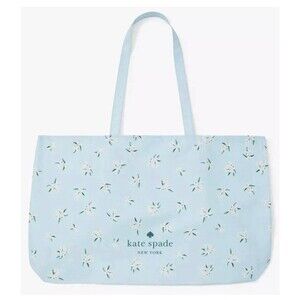 New Kate Spade Tote Aquamarine Floral Blossom 25" x 15" XLarge Shopping Tote